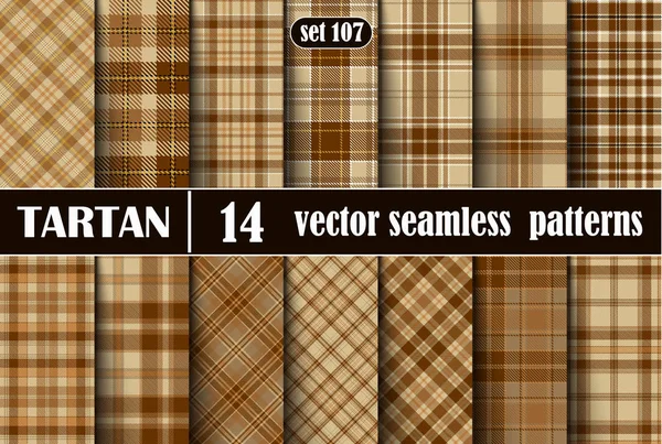 Definir padrão sem costura bege Tartan —  Vetores de Stock