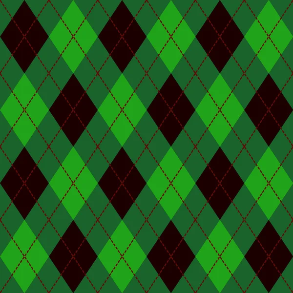 绿色、黑色和红色无缝阿盖尔图案矢量背景. — 图库矢量图片