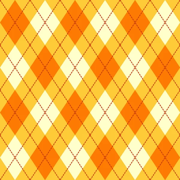 Turuncu, Sarı ve Beyaz Dikişsiz Argyle Desen Vektör Arka Plan.