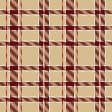 Tartan Kusursuz Arkaplan Kırmızı, Bej ve Beyaz Renkli Ekoseli. Flannel Gömlek desenleri. Duvar kağıtları için Moda Döşeme Vektörü ResmiComment.