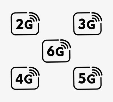 2G, 3G, 4G, 5G & 6G Vektör Simgeleri