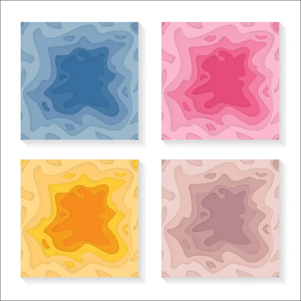 Naadloze Patroon Set Met Abstracte Achtergrond Papier Gesneden Vormen Kleurrijke — Stockvector