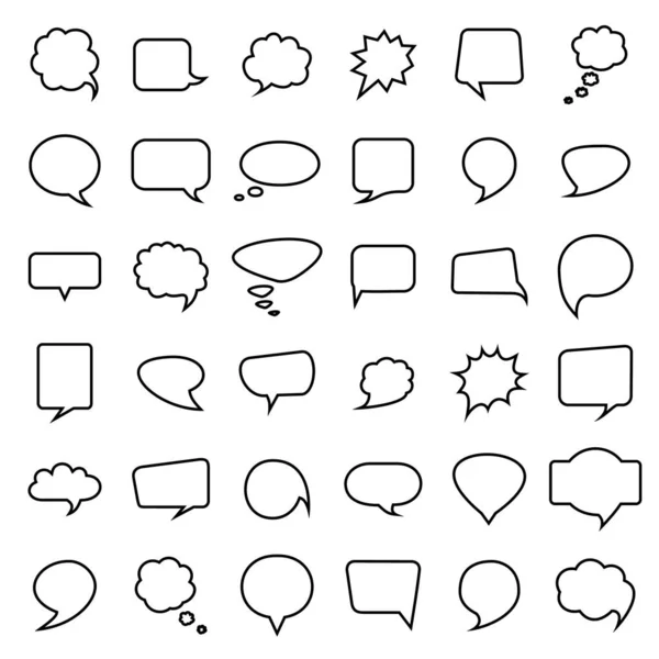 Speech Bubble Collection Thirty Six Blank Hand Drawn Vector Illustration — Stock Vector