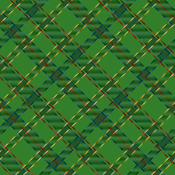 Tartan Seamless Pattern Background Green Red Gold Color Plaid 약자이다 — 스톡 벡터