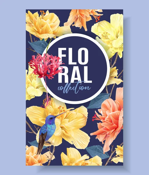 Tropic floral banner — Stockvector
