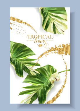 Vektör renk afiş alocasia tropic yaprak