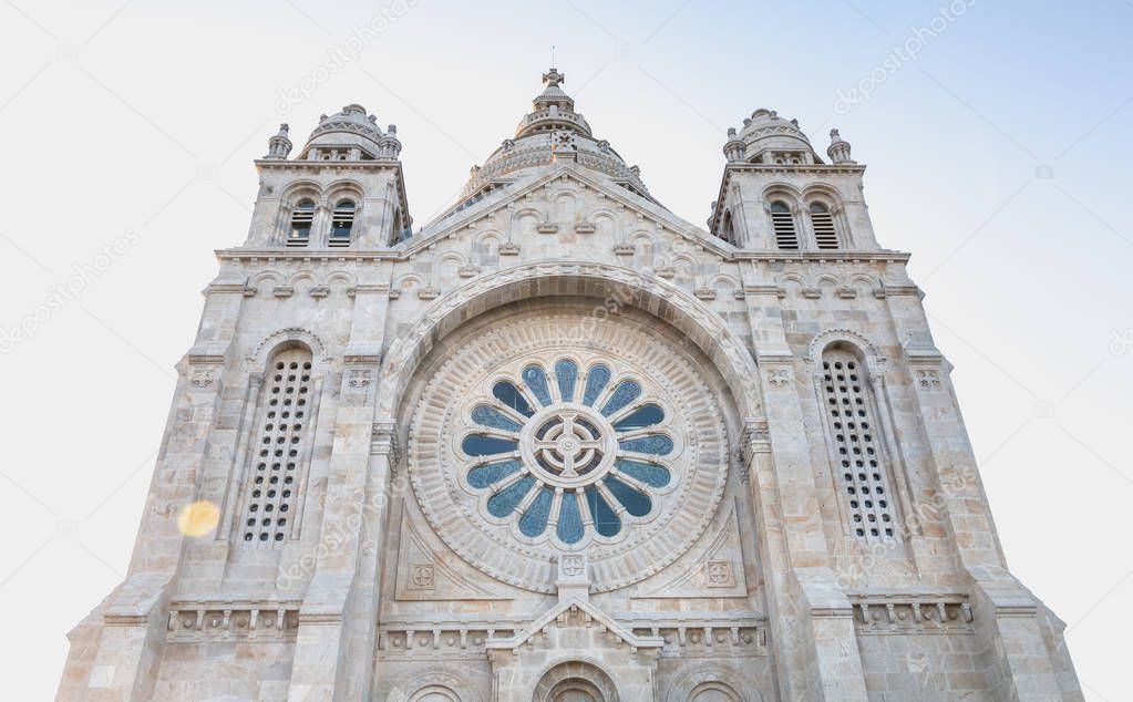 architectural detail of Santa Luzia basilica in Viana do Castelo in northern Portugal on a spring day