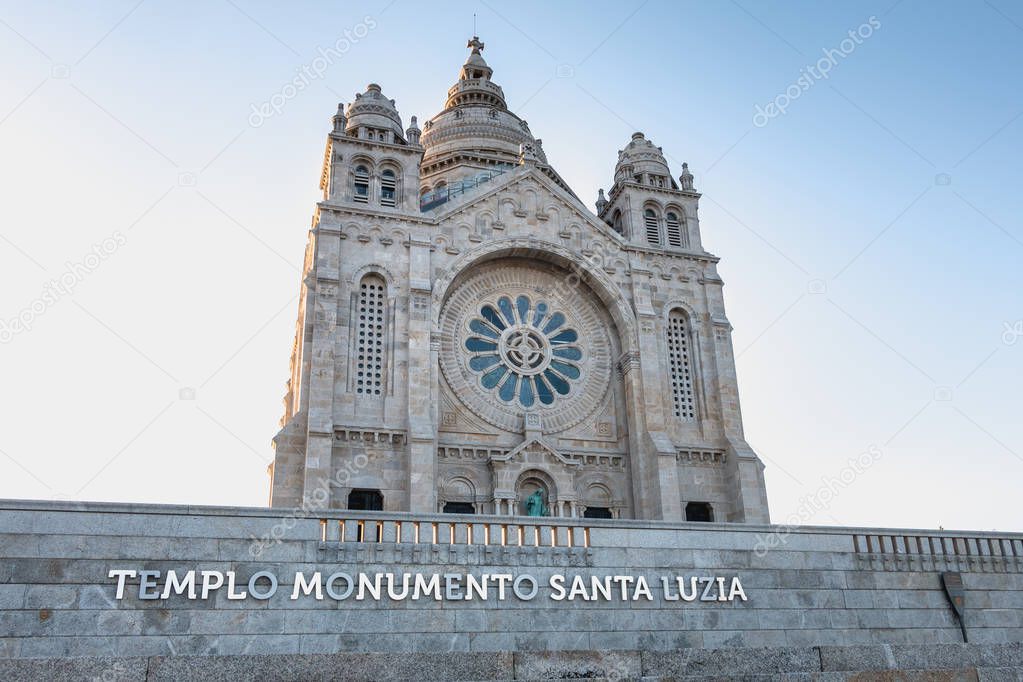 architectural detail of Santa Luzia basilica in Viana do Castelo in northern Portugal on a spring day