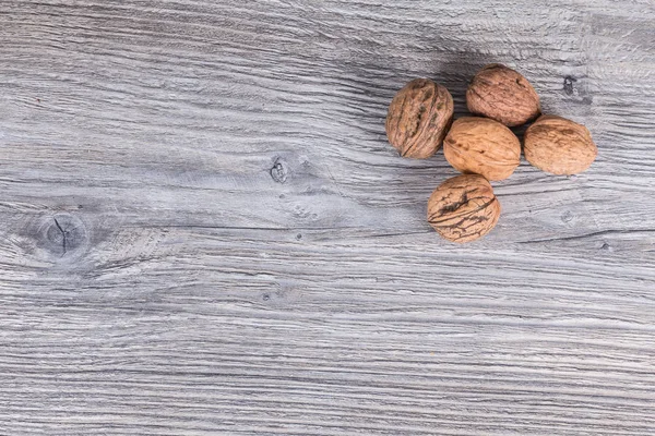 Autumn Nuts Laid Anthracite Gray Wood Background — Stock Photo, Image