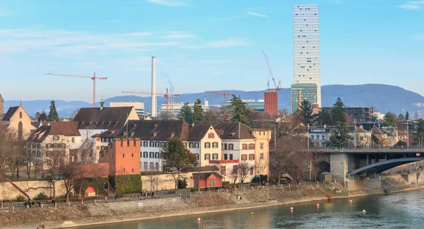 Basel Switzerland December 2017 Architecture Detail Houses Rhine Center City — Stock Photo, Image