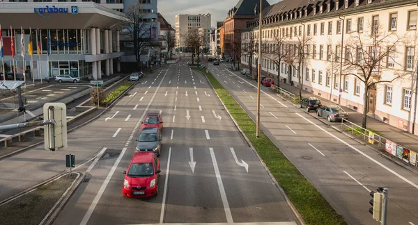 Freiburg Breisgau Alemania Diciembre 2017 Tráfico Coches Los Grandes Bulevares — Foto de Stock