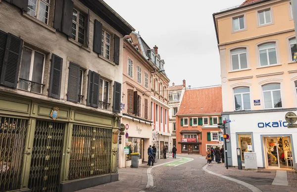 Mulhouse Francie Prosince 2017 Architektonický Detail Staré Budově Typické Pro — Stock fotografie