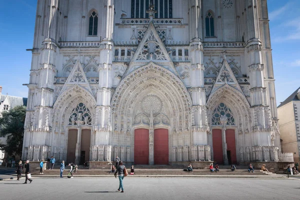 Nantes France September 2018 Parvis Saint Pierre Cathedral Nantes People — Stock Photo, Image