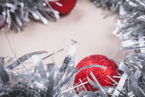 Concept Joyeux Noël Avec Décoration Grise Sur Vieux Panneau Bois — Photo