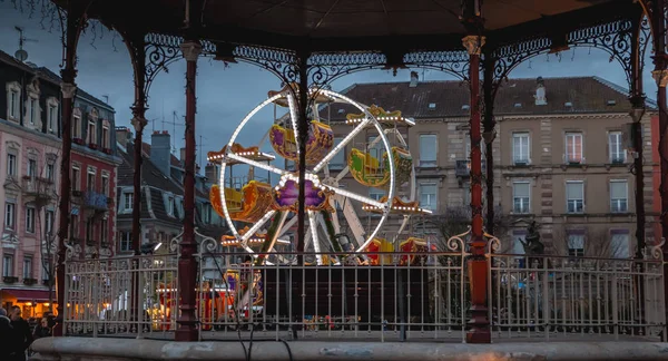 Belfort Francia Diciembre 2017 Ambiente Callejero Plaza Del Ayuntamiento Decorado —  Fotos de Stock