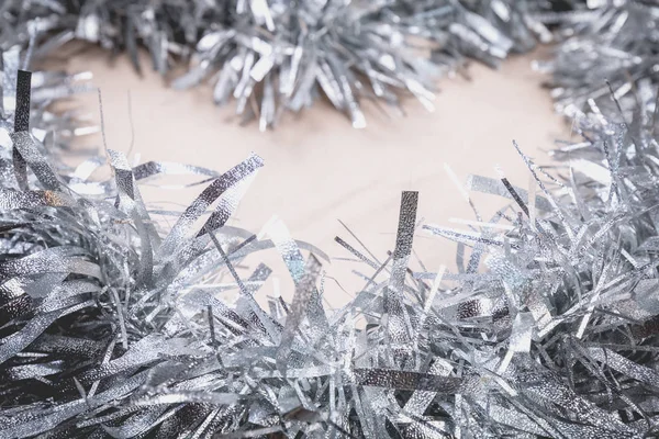 Concept Joyeux Noël Avec Décoration Grise Sur Vieux Panneau Bois — Photo