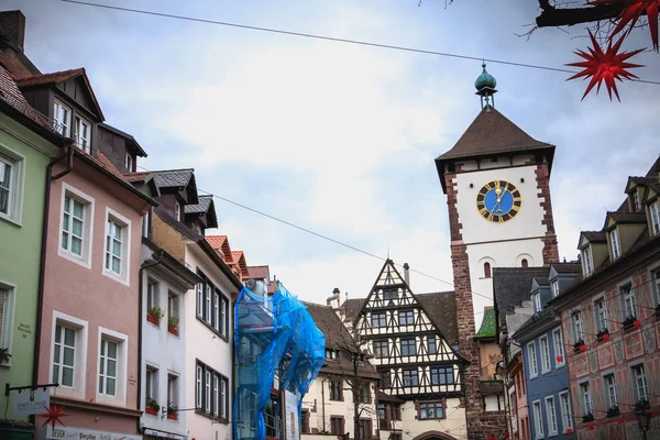 Freiburg Breisgau Alemanha Dezembro 2017 Detalhe Arquitetônico Portão Antigo Cidade — Fotografia de Stock
