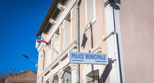 Marseillan Frankrijk December 2018 Architectonische Details Van Het Politiebureau Het — Stockfoto