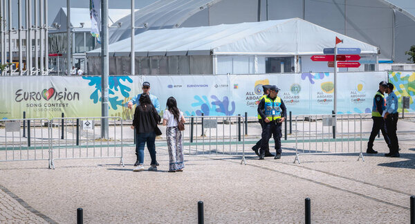 Security team monitoring the entrances to 2018 Eurovision in Lis