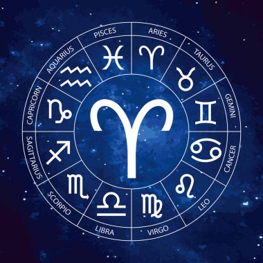  Vektör. Grafik Astroloji yıldızlı gökyüzü kozmik arka plana ayarla. Burç burç koç ile başlık için basit geometrik gösterimi, hat sanatı illüstrasyon izole.