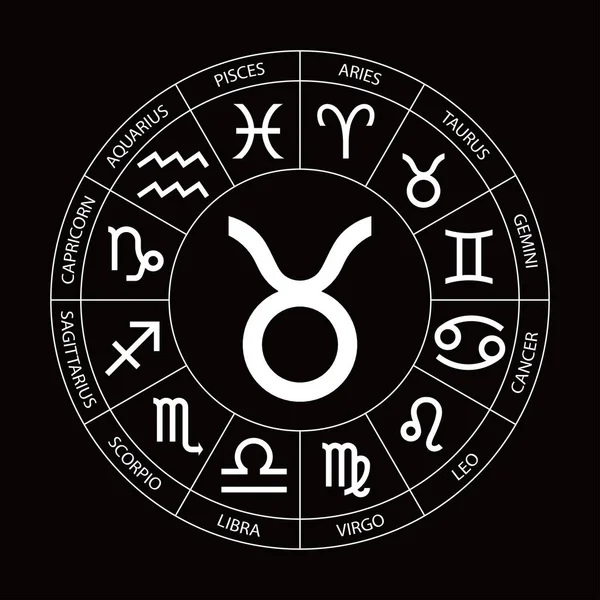 Wektor Czarnym Tle Graficzny Astrologii Prosta Geometryczna Reprezentacja Znak Zodiaku — Wektor stockowy