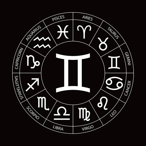 Wektor Czarnym Tle Graficzny Astrologii Proste Geometryczne Reprezentację Znak Zodiaku — Wektor stockowy