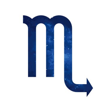 Vektör. Kozmik basit burcu Akrep beyaz zemin üzerinde. Detaylı şık simge kartları için. Modern tarzı çizim