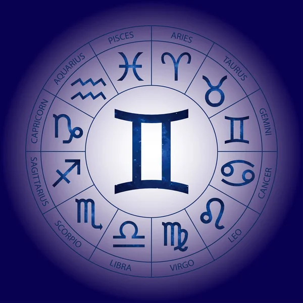 Vektör. Grafik kozmik Astroloji kümesi. Burç burç ikizler ile başlık için basit geometrik gösterimi