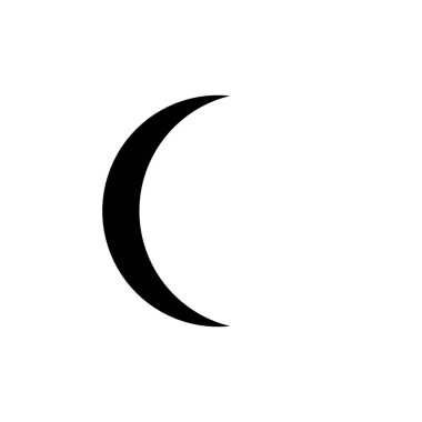 Vektör. Logo, sembol ay. Beyaz bir arka plan üzerinde siyah faz ayın simge tasarlamak. Grafik görüntü. Stilizasyon