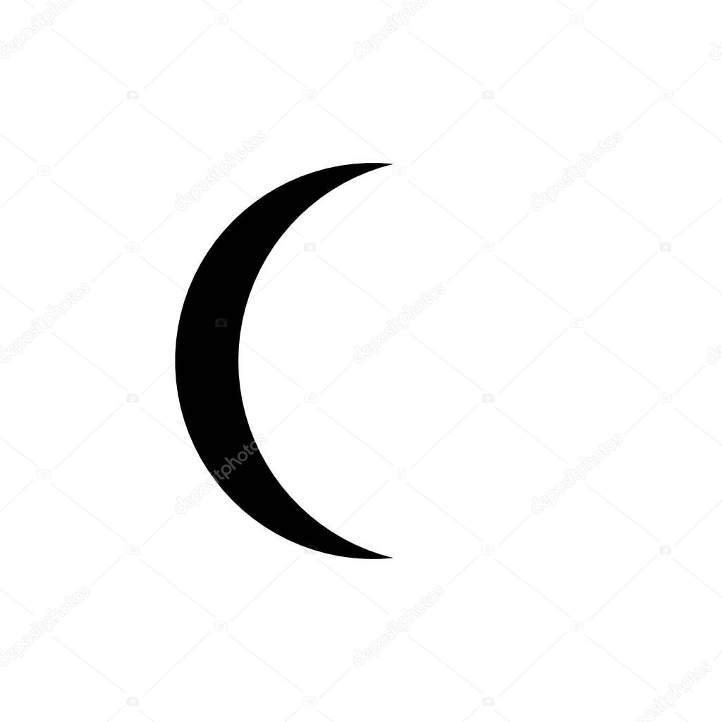Vector. Logo, symbol of the moon. Icon Illustration of black phase moon on a white background. Graphic image. Stylization