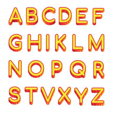 Vektör sanat harfleri latin alfabesi beyaz arka plan üzerinde izole. Vektör çizim örnek İngilizce alfabe.