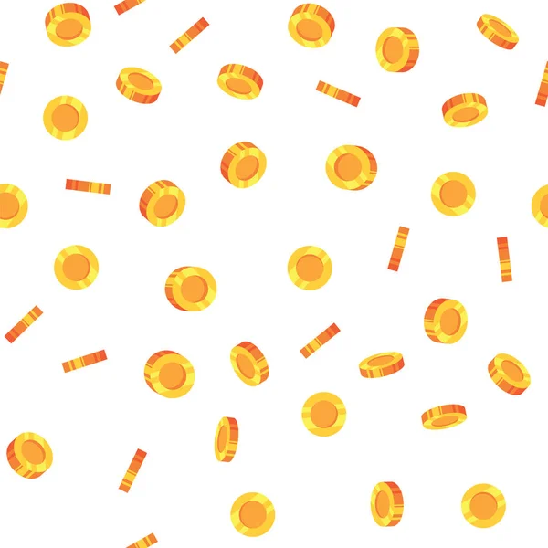 Beyaz arka plan üzerinde izole desen altın sikke. Dikişsiz desen para paralar. Altın para arka plan.
