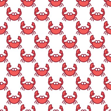 Beyaz Model arka plan üzerinde kırmızı yengeç. Sevimli deniz yengeç seamless modeli. Deniz hayatı ve hayvanları kavramı. Deniz sualtı hayvan.