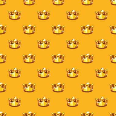 Altın royal crown desen arka plan. Kral ve kraliçe tacı Dikişsiz desen arka plan.