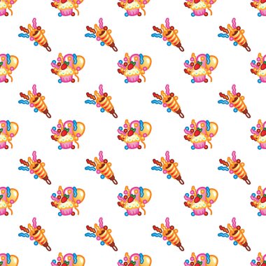 Mutlu Doğum günü kavramı. Desen tatlı kek kutlama parti, pasta, şekerleme cupcakes, renkli balon, Festival sineklik ve tatil için havai fişek için .