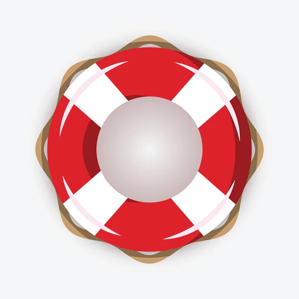 Rettungsboje isoliert auf weißem Hintergrund. Rot-weißer Rettungsring mit Streifen für den Notfall, für die Sicherheit im Wasser mit ertrinkenden Menschen. Schwimmvorrichtung für Überlebende von Schiffswracks. — Stockvektor