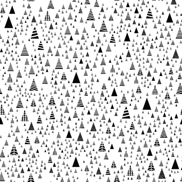 Patrón árboles de Navidad forma triangular sobre fondo blanco. Diferentes árboles de diseño para la decoración de Año Nuevo o patrón de Navidad . — Vector de stock