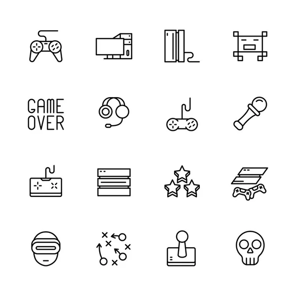 Basit simge bilgisayar oyunları ayarlayın. Böyle semboller oyun oyun çubuğu, konsol, sunucu, oyun donanımları, strateji, sanal gerçeklik gözlükleri, uzaktan kumanda ve daha fazlasını içeren.
