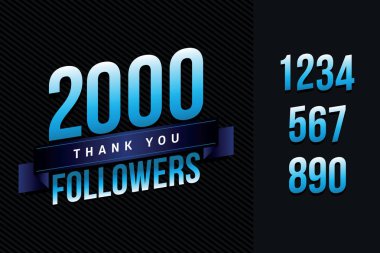 2000 takipçileri illüstrasyon sosyal ağ arkadaşlar, takipçileri, web kullanıcı için teşekkür ederim. Tebrik kartı için aboneleri veya takipçileri kutlamak ve sosyal medyada sever.