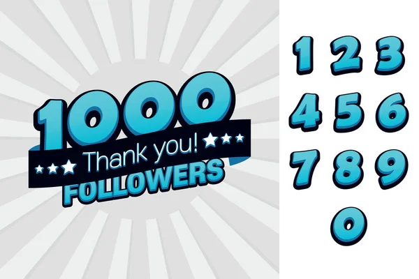 1000 takipçileri illüstrasyon sosyal ağ arkadaşlar, takipçileri, web kullanıcı için teşekkür ederim. Tebrik kartı için aboneleri veya takipçileri kutlamak ve sosyal medyada sever.