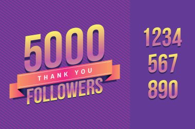 5000 takipçileri illüstrasyon sosyal ağ arkadaşlar, takipçileri, web kullanıcı için teşekkür ederim. Tebrik kartı için aboneleri veya takipçileri kutlamak ve sosyal medyada sever.