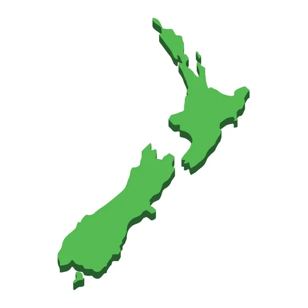 Mapa de Nueva Zelanda. Silueta Isla de Nueva Zelanda aislada sobre fondo blanco. Geografía y cartografía países del mundo en el océano Pacífico. Diseño plano . — Archivo Imágenes Vectoriales