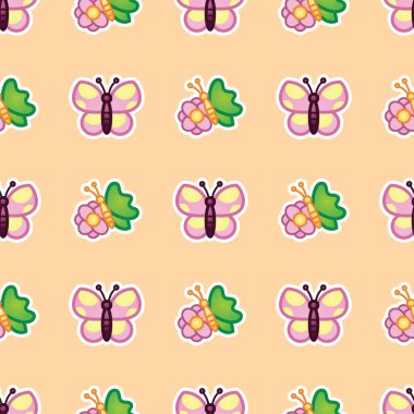 Kelebek ve çiçek Bahçe Çiçek desen arka plan üzerinde. Pembe çiçekli kır çiçekleri ve yaz doğa seamless modeli kelebek.