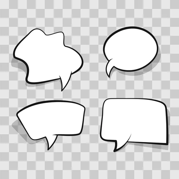 White comic speech bubble isolated on transparent background. Set empty speech bubble, cloud comic template on clear background. Cartoon comic illustration in pop art retro style. — Stock Photo, Image