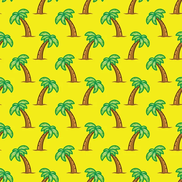 Pattern tropical palm tree on yellow background. Exotic palm tree seamless pattern.