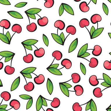 Beyaz arka plan deseni üzerinde olgunlaşmış ve sulu kiraz