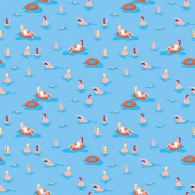 Yaz desen baskı deniz. Yaz desen baskı insanlar Denizde yüzme. Deniz yazdırma erkekler ve kadınlar yüzmek