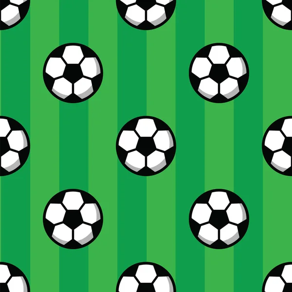 Football balls on green grass of soccer field. Football pattern, soccer balls and green field. Seamless pattern background. Sport, championship, win, game, play concept. — Stock Photo, Image