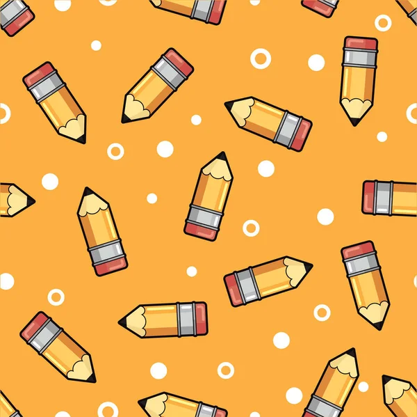 Pattern yellow pencil wooden and pink eraser on a orange background