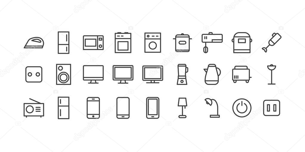  icons set household appliances for home and office for use every day